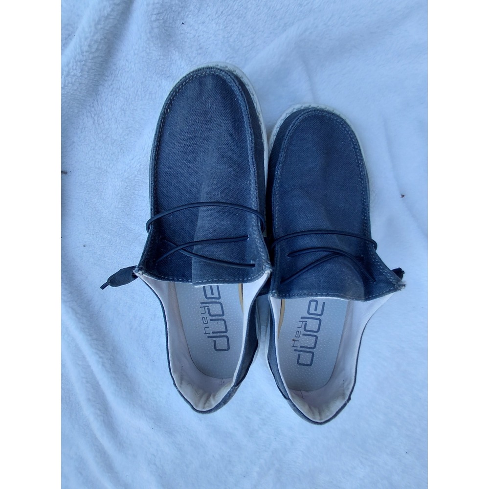 Hey Dude Wendy Chambray Navy Blue Slip On Loafers Shoes Womens Size 8
